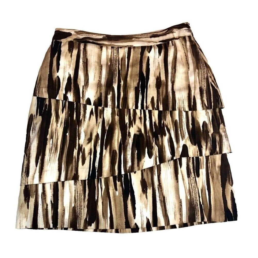 Vtg Adrienne Vittadini Pencil Skirt Sz 4 Lined Linen Blend Layered